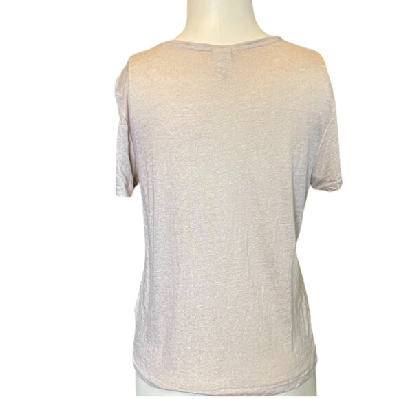 Anthropologie Shimmer Gold Metallic Short Sleeve Top - Picture 3 of 6